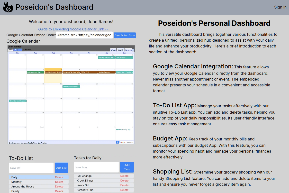 Personal Dashboard